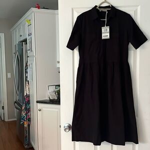 NEW Everlane The Organic Cotton Waisted Dress Black Size 2